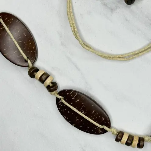 Coconut Shell Beaded Tie Belt Boho Natural Brown Medium (M) ✨