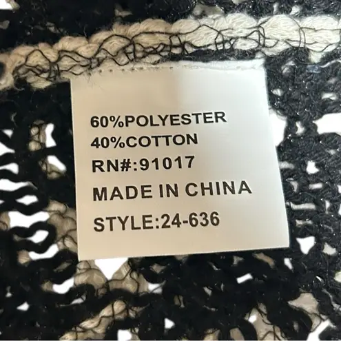 Solitaire Women’s Embroidered Chrochet Black Cream Floral Cardigan Boho Sweater