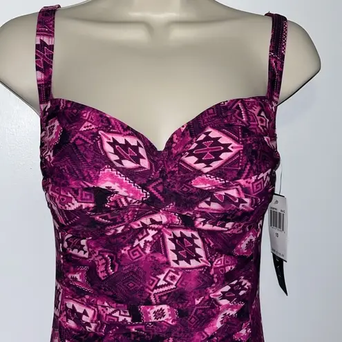 La Blanca One Piece Swimsuit Sweetheart Purple Aztec Print Women’s 10