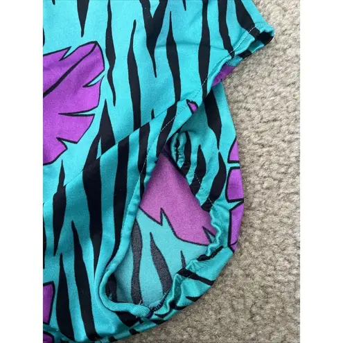 Vintage Rose Marie Reid Retro Green Black Purple Floral Swimsuit USA Made 10