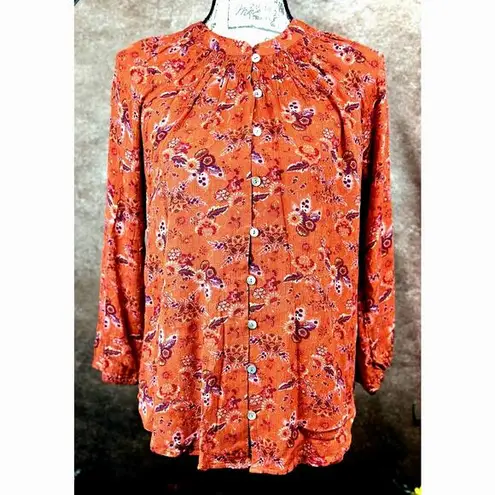 Mason & Belle Button & Loop Closure Tunic Rustic Floral size S