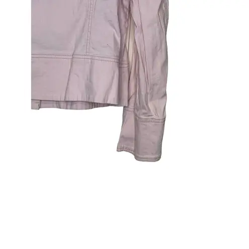 Sigrid Olsen Women's Jacket 5 Buttons Stretch Crop Hi-Neck Denim Pink 14