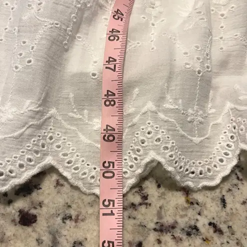 ZARA  White Eyelet Smocked Bodice Maxi Dress Puff Sleeve Square Neck