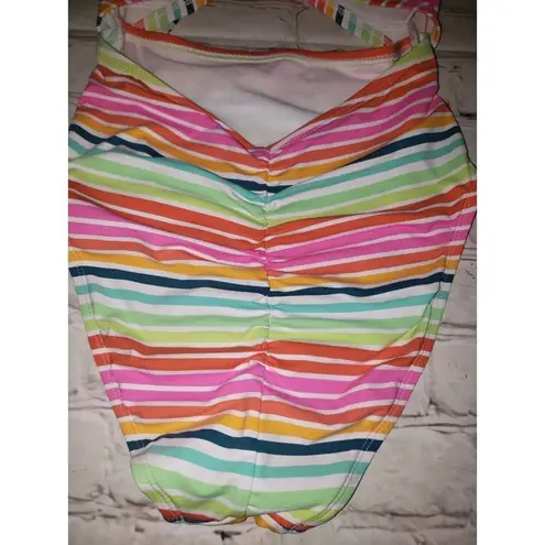 Decree Nwt  Women's Size XS Cut Out Multicolor 1pc Swimsuit Striped Front Tie $50