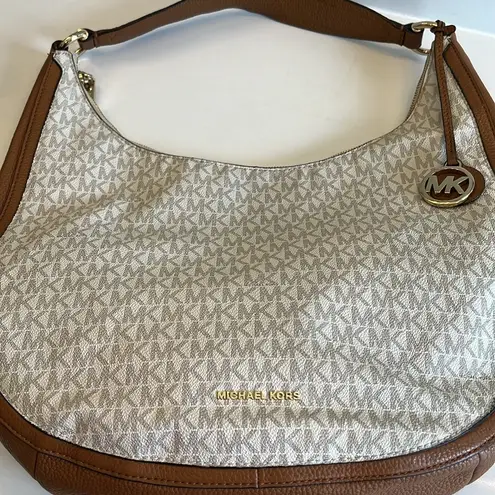 Michael Kors  Lydia Vanilla MK Signature Large Hobo Shoulder Bag