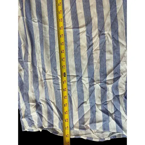 Catherines Cap Sleeve Blue White Striped Nautical Chevron Wide Leg Jumpsuit 32W