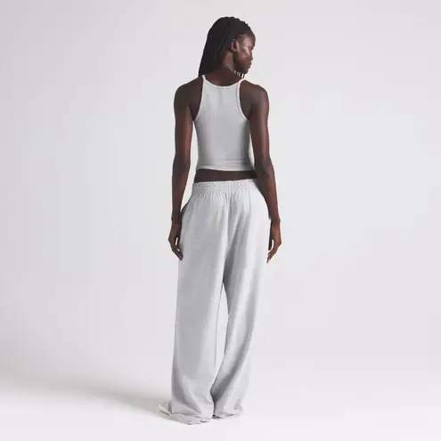 SKIMS Cotton Jersey Wide Leg Pant in Light Heather Grey, Size XXS