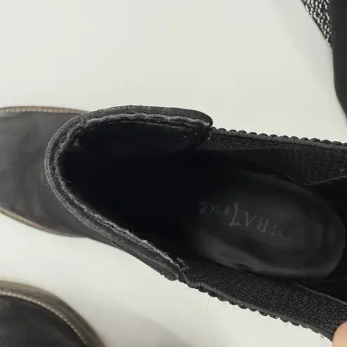 Diba True Sereeta Black Leather Boots Block Heel Booties Size 7