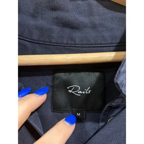 Rails Elliot Embroidered Utility Shirt Jacket Indigo Floral Medallion – M