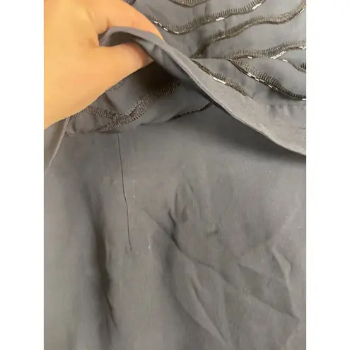 Lafayette 148 New York sleeveless beaded silk sheath dress ink blue size 2