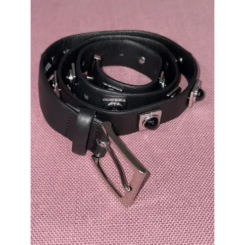 AUREUM Studded Belt in Black & Silver Medium/Large Womens Leather