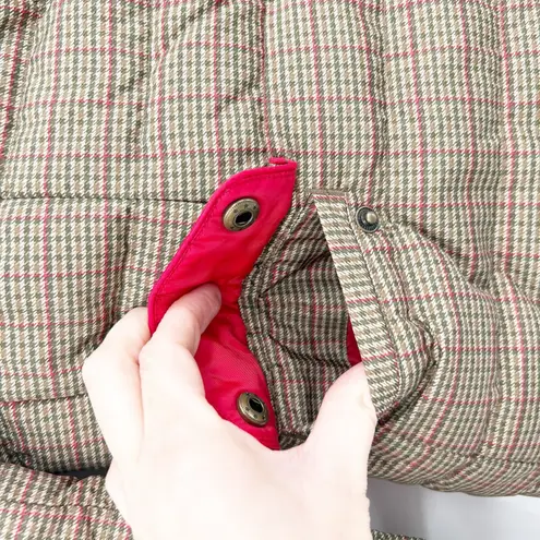 Boden Womens Winter Plaid Houndstooth Snap Feather Down Puffer Jacket Size 4 Brown - Image 3