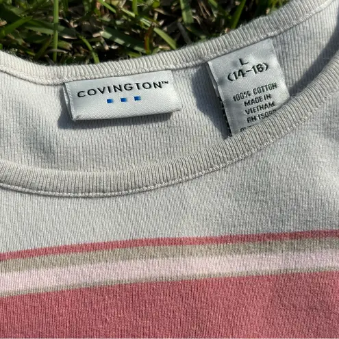 Covington Striped Pink and White Long Sleeve Top