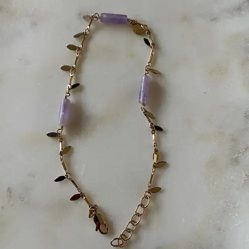 NWT LUNA C NORTE
AMETHYST ANKLET 14KT GOLD PLATED BRASS