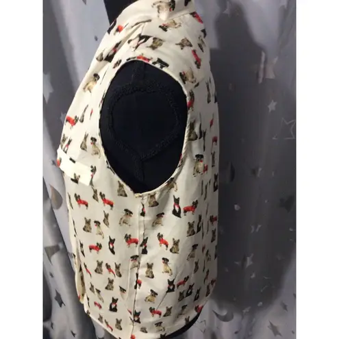 Dog Puppy Sleeveless Blouse Womens Small S V Neck