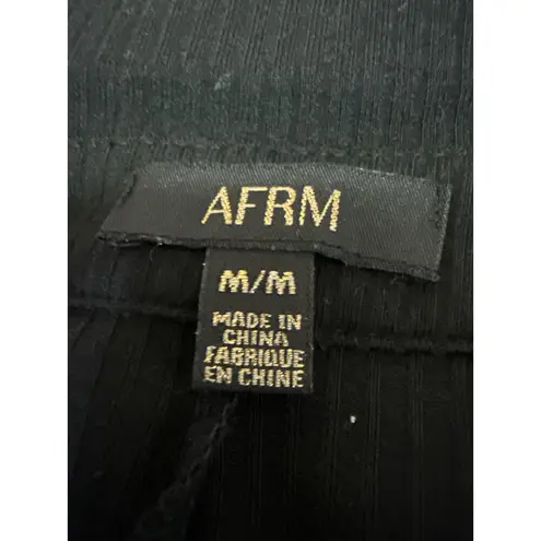 AFRM Black Long Sleeve Rib Knit Collar Button Down Mini Shirt Sweater Dress Sz M Size M