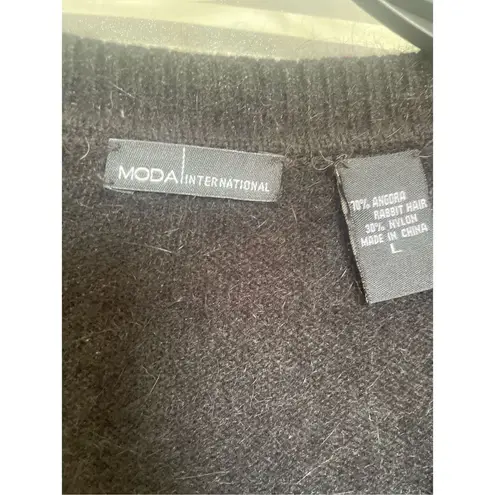 Modo International Women’s Angora Rabbit Hair Midi Dress Black L Size L