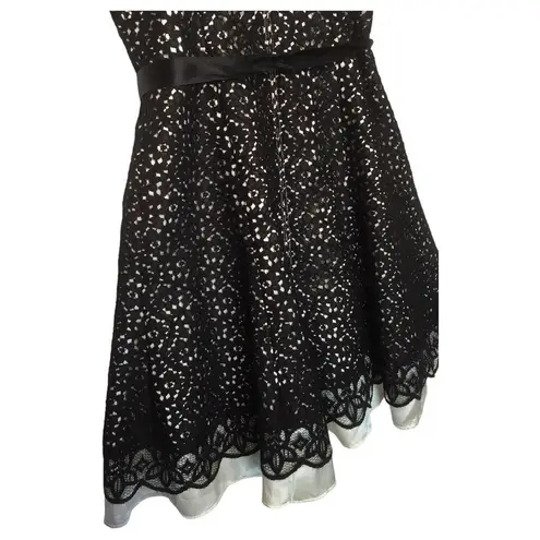 Gunne Sax Vintage Jessica McClintock Dress Womens 3 4 Cocktail Lace Overlay Blk