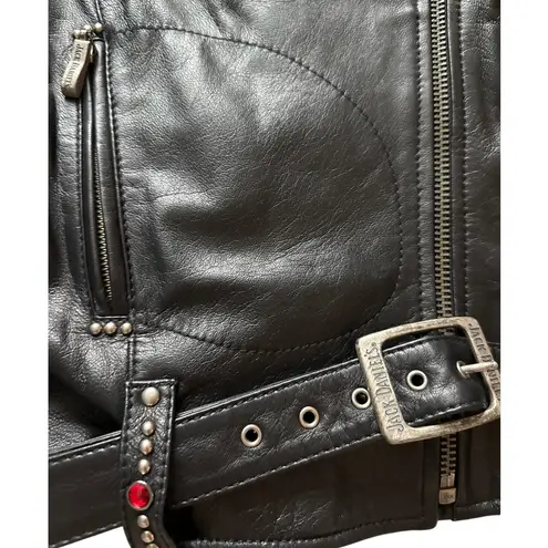 Jack Daniel's Old No7 Studded Fringe Leather Motorcycle Jacket Size Small