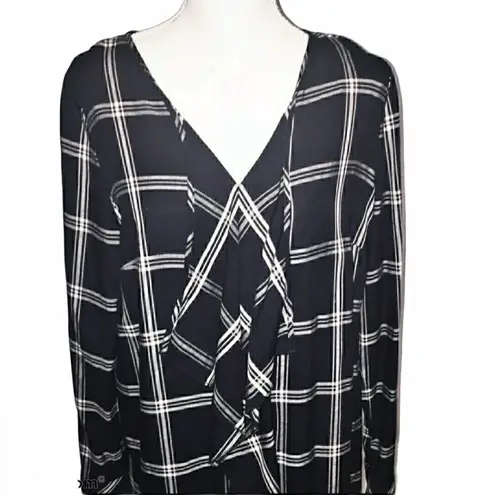 Kensie Kenzie Black and White Plaid Ruffle Dress Size M