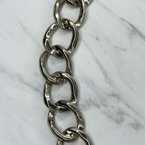 The Bar Chunky Silver Tone Metal Chain Link Belt Size XS Small S