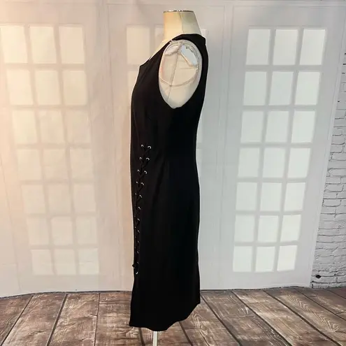 T Tahari Black Lace Up Skirt Sleeveless Sheath Cocktail Party Dress Size 10