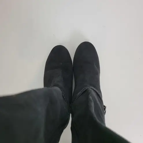 Dana Buchman Womens Boots Size 6.5 Black Suede Wedge Heel Knee High Side Zip