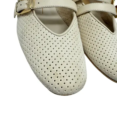 Dolce Vita Baylee Ballet Flats Bone Perforated Suede Cream Mary Jane 8 White