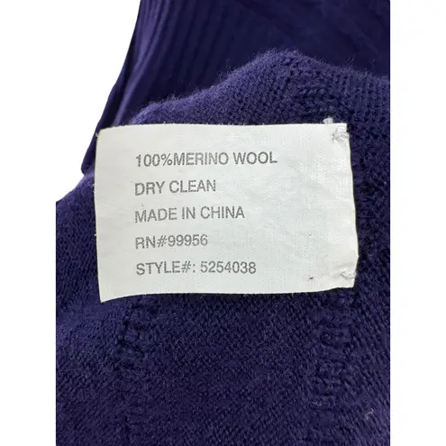 Shoshanna Merino Wool Knit Dress Purple Ribbed Fit & Flare Capsule Wardrobe L