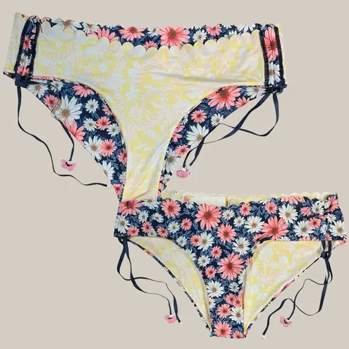 Agua Bendita Reversible Bikini Bottom Swim Floral Print Side Ties 3XL New