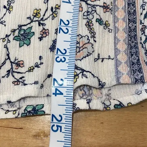 LUQ Womens Floral Rachell Tie Detail Spaghetti Strap Halter Top Multicolor Small Blue