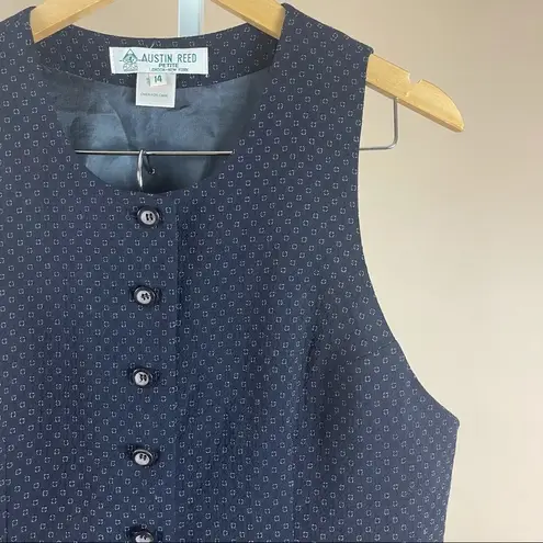 Austin Reed Vintage 14 Petite Wool Skirt Vest Suit Set Teacher Modest Office Blue Size 14P