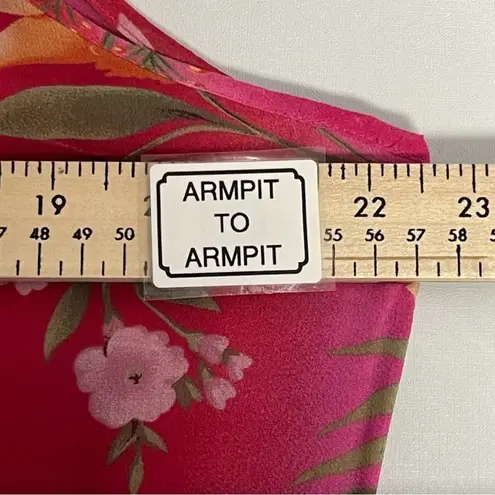 Silks by I.S.C. Silk Sleeveless V Neck Tropical Print Lined Maxi Dress Size XL Pink