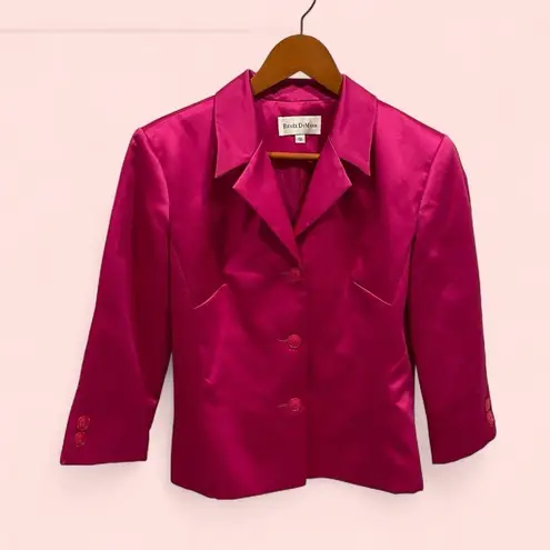 Cute Vintage 90’s Renee Dumarr saks NWT pink satin bright short luxury blazer Size 12