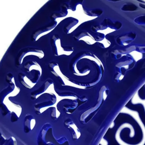 DARK BLUE 1 3/4 WIDE CUTOUT DESIGN BRACELET