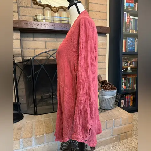 Flawless Brand 100% Cotton Long Sleeve Shirt Dress Dusty Rose Pink