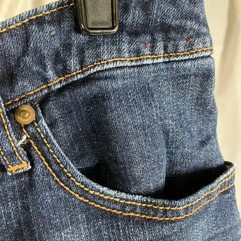 Ava & Viv 24W Dark Wash Mid Rise Midi Short Denim Cuffed Distressed Plus Size Blue