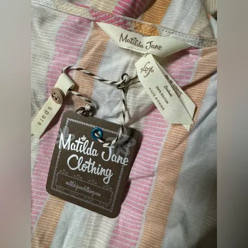 Matilda Jane Take A Chance Romper Sleeveless Pink Orange Stripe Size XL NWT