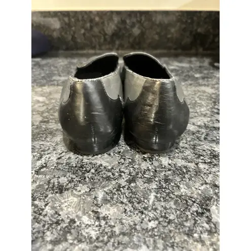 Vintage Arnold Churgin Gray Black Western Flats Leather Hand Made Size 39 Goth