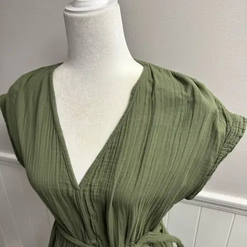 XiRENA Maren Cotton Chelsea Gauze Short Sleeve Mini Dress Green Small S
