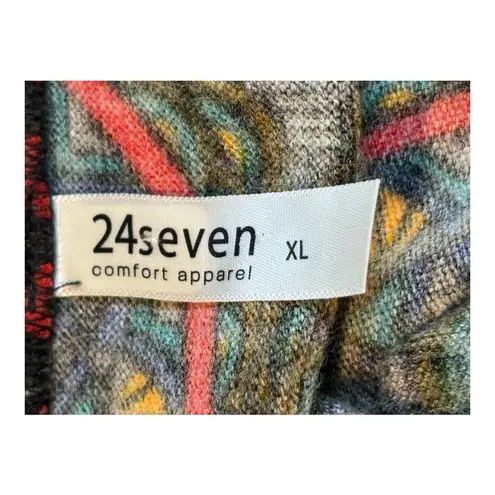 24seven Comfort Apparel Tunic Dress Mandala Print 3/4 Sleeve Women Size XL Gray