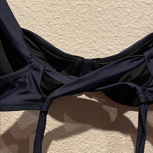 J.Crew New  Women’s Cross-back underwire bikini top Size 36A Navy Blue NWT