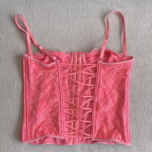 Barbie Pink Lace Bustier XS Open Criss Cross Back