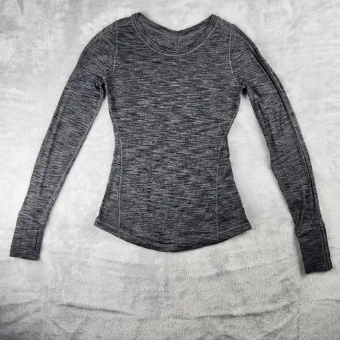 Lululemon 5 Mile Long Sleeve Heathered Black Top Women's Size 4 (?)