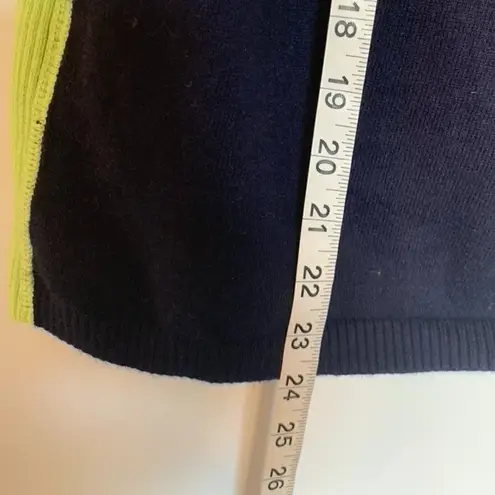 Vintage H Hilfiger Angora Navy and Lime Short Sleeve Sweater Blue Size L