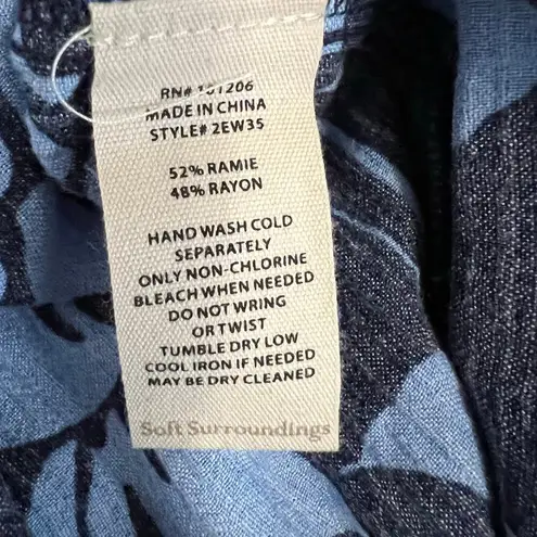 Soft Surroundings Soft Surroundings Blue Flowered Palazzo Wide Leg Pants Size Medium