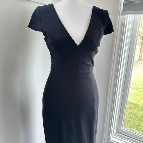 Dress the Population Karla XS Black Evening Formal Gown Long Slit V-Neck Dress