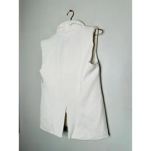 Endless Rose White Linen Blend Oversized Sleeveless Vest Blazer Size Extra Small