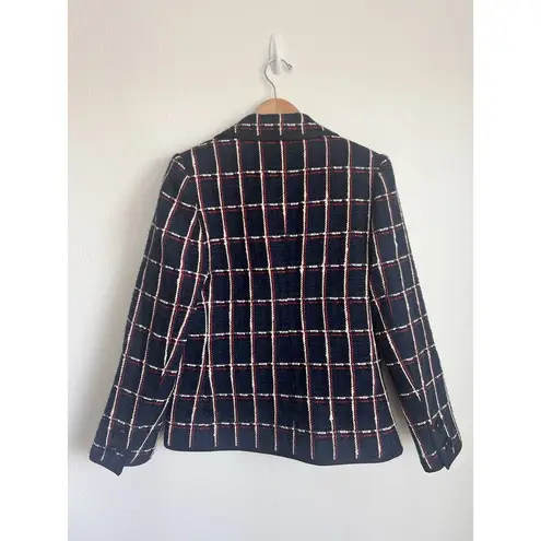 Favorites Daughter The Classic Wool Blend Tweed Jacket Size 8 Prep Office Work Blue