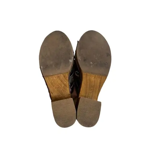 y2k chunky lace up cut out leather Clogs Sandals by Matisse size 9. Brown
